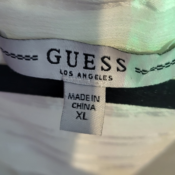 GUESS Womens Ivory Sheer Long Sleeve V Neck Peplum Wear to Work Top Size xl - Picture 3 of 3